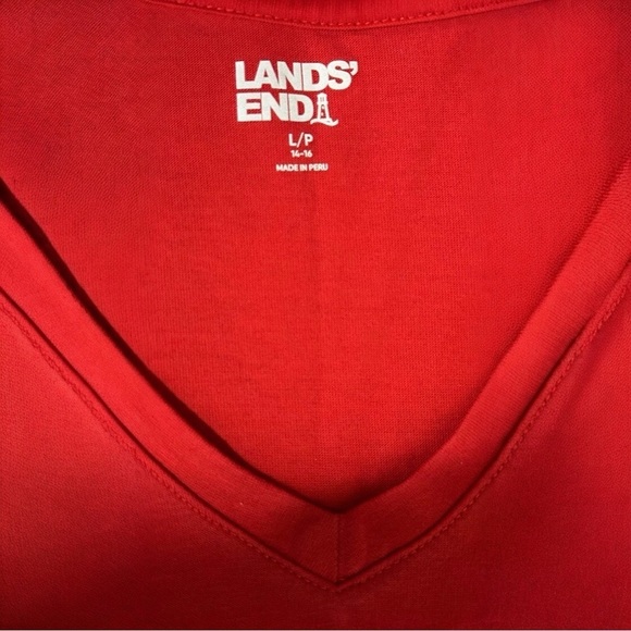 017 NWOT | Land’s End | Peru Women's Relaxed Supima Cotton Red Crew Neck T-Shirt - Picture 6 of 11